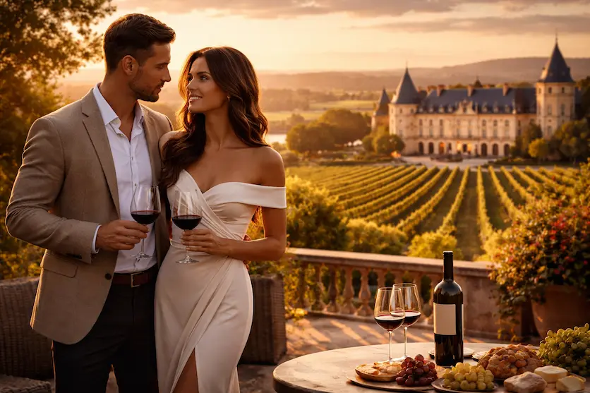 sugar daddy Bordeaux vineyard sunset chateau elegant lifestyle France